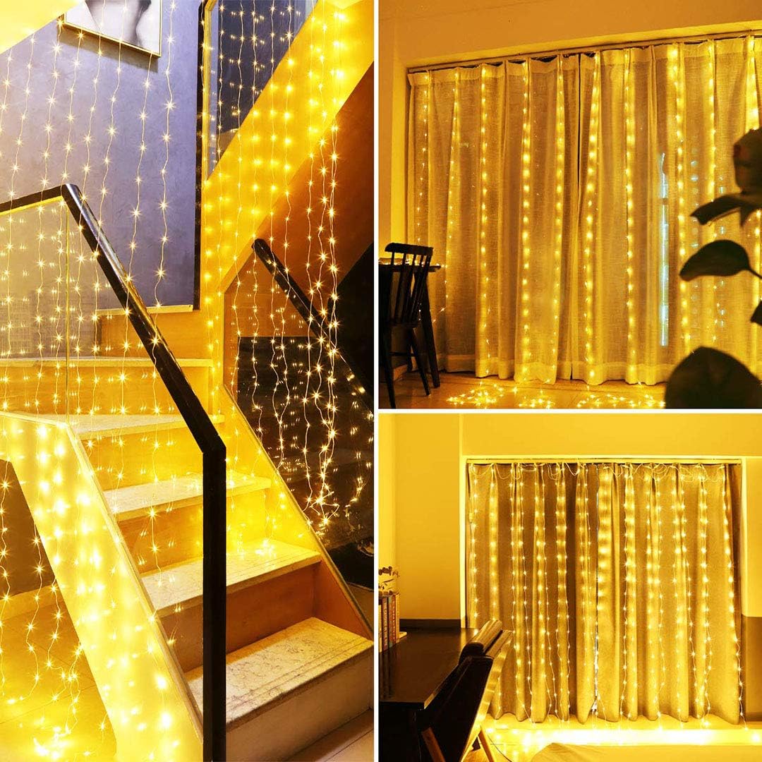 Lichtervorhang mit Musik-Synchronisation, 2x2m, Warmweiss