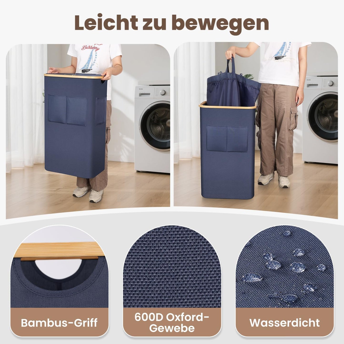 Wäschekorb mit Deckel, Blau