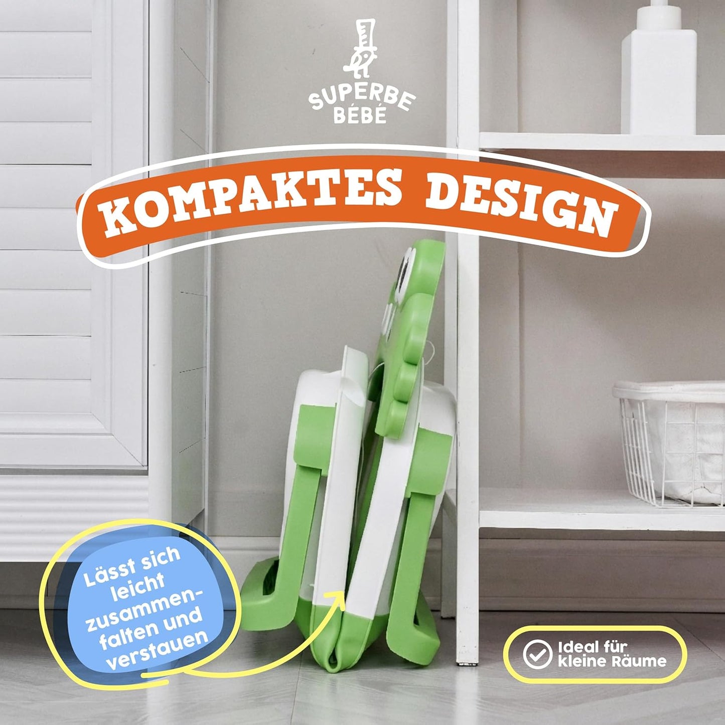 Faltbare Babywanne mit Badethermometer & Sitz, 2 x faltbar APFELGRÜN