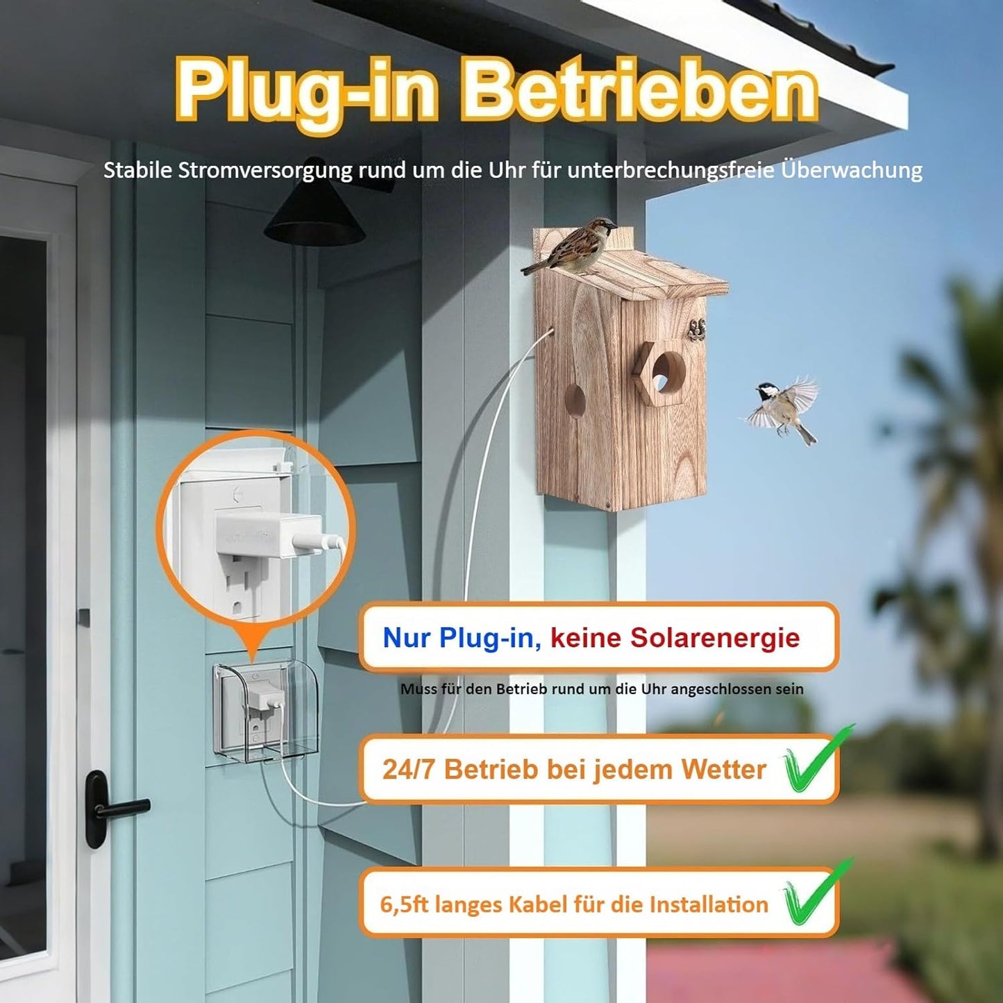 Nistkasten mit WLAN-Kamera & Bewegungserkennung, Vogelhaus D