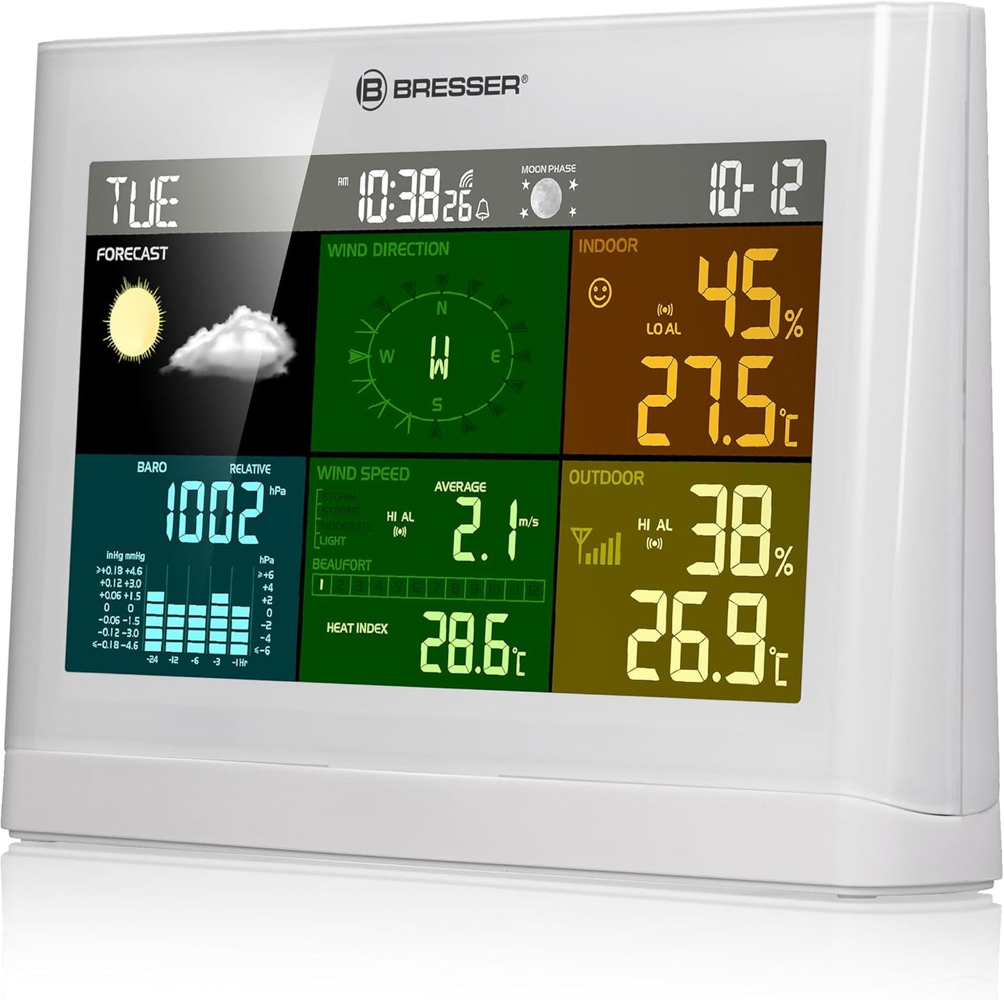 5-in-1 Funk-Wetterstation mit Aussensensor, weiss Single