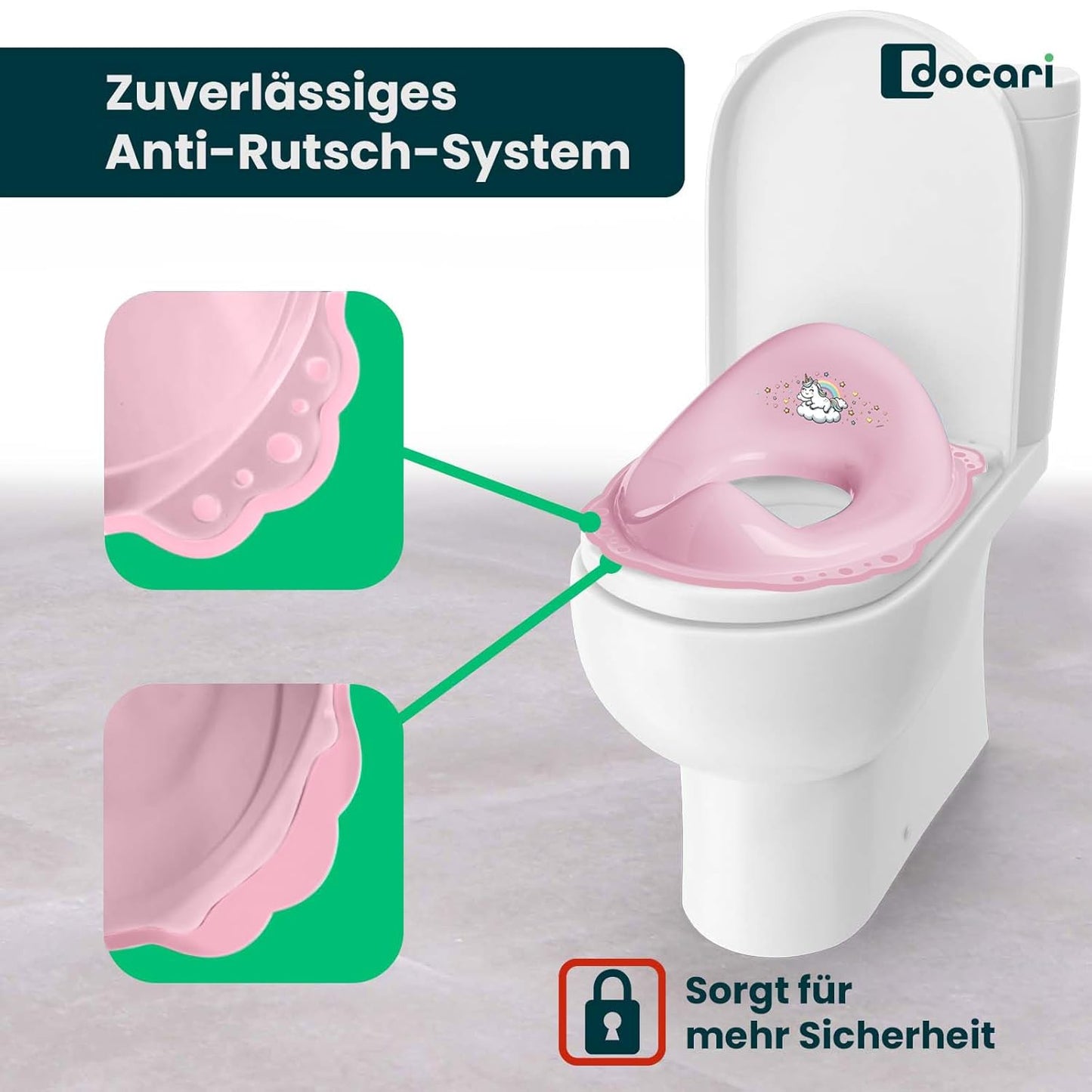Toilettentrainer Set mit Toilettenaufsatz und Hocker, Einhorn-Motiv, Einhorn 2er Set