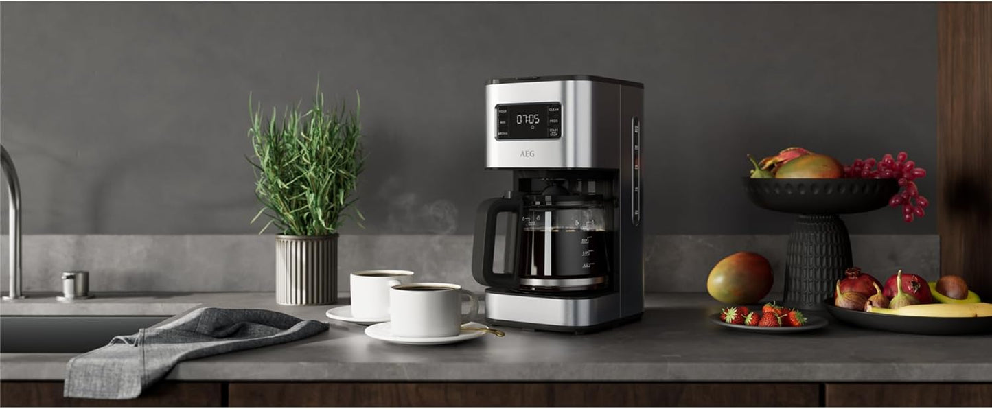 Deli 5 Kaffeemaschine mit Timer und Warmhaltefunktion, Edelstahl