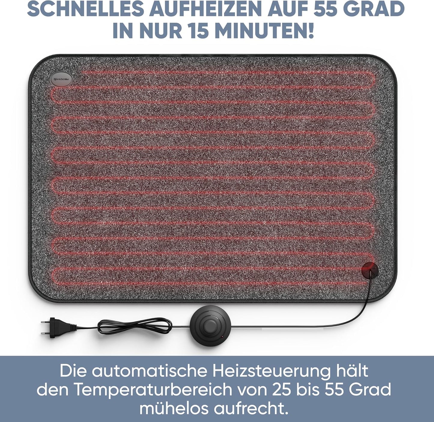 Elektrischer Heizteppich mit Fussschalter 40x60 cm, Mit Fussschalter