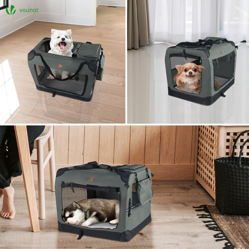 Faltbare Transportbox mit Griffen & Taschen, L 50 x B 35 x H 36 cm Grau