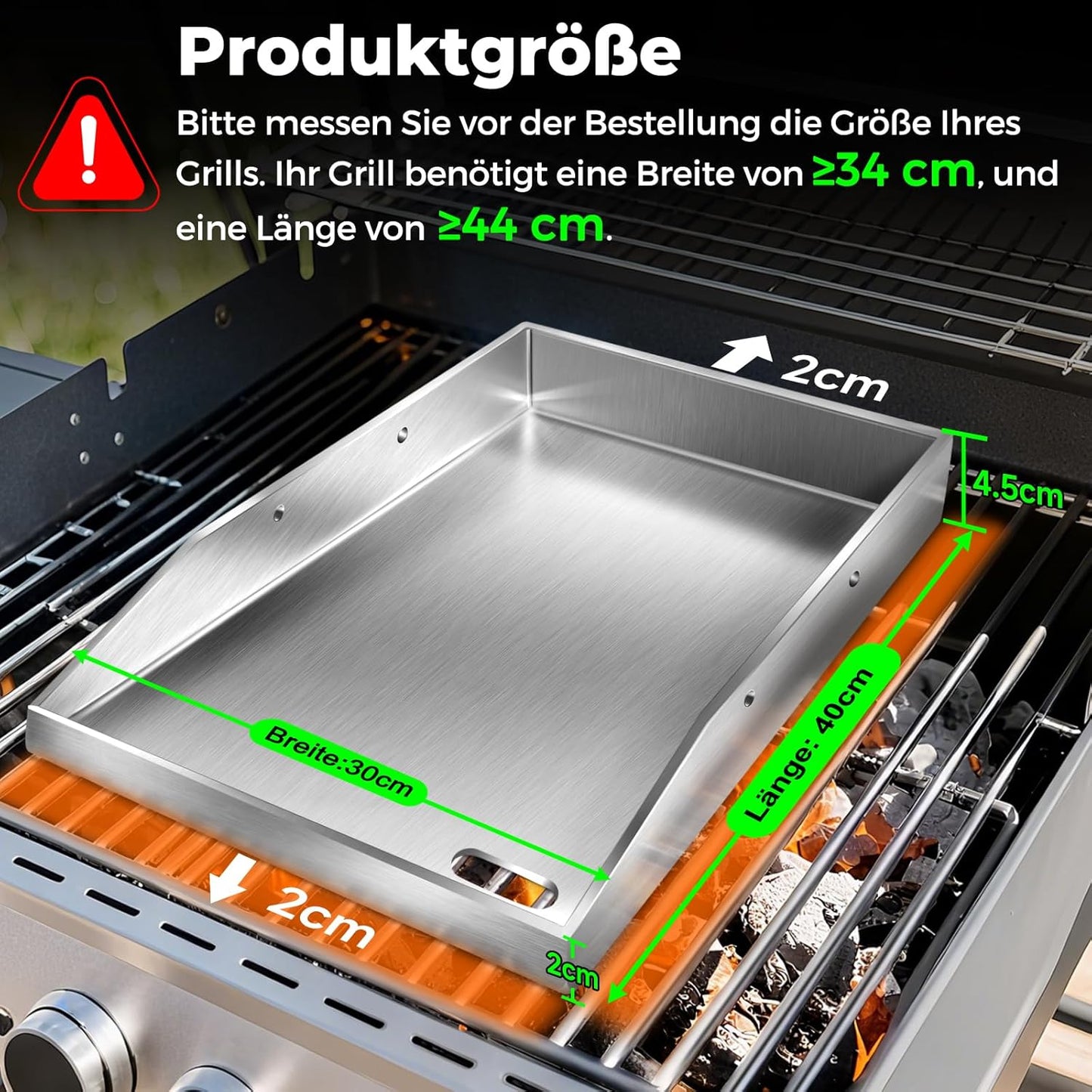 Grillplatte mit Grillspatel-Set, Vier Kanten