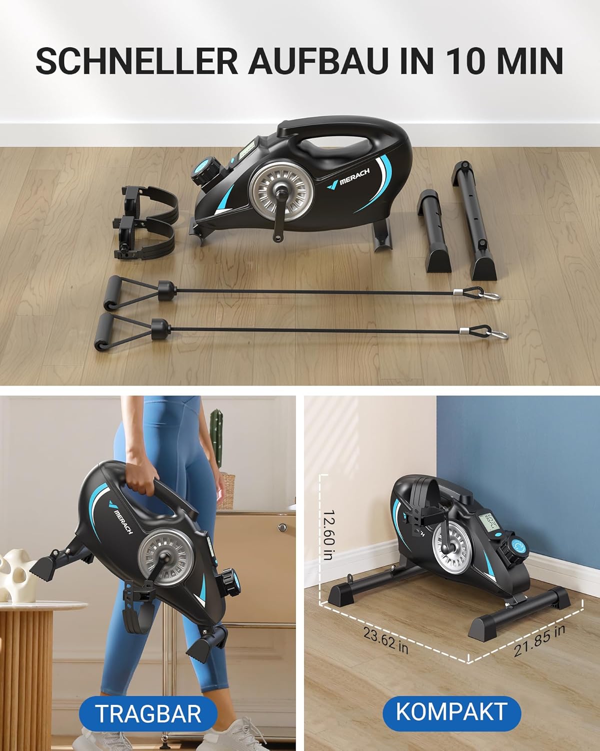 Pedaltrainer mit Widerstandsbändern und Matte, S04B1