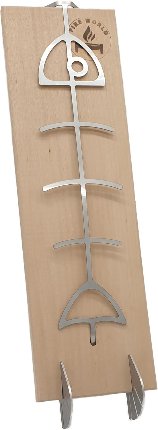 Flammlachsbrett mit Edelstahlhalterung, 1er Set