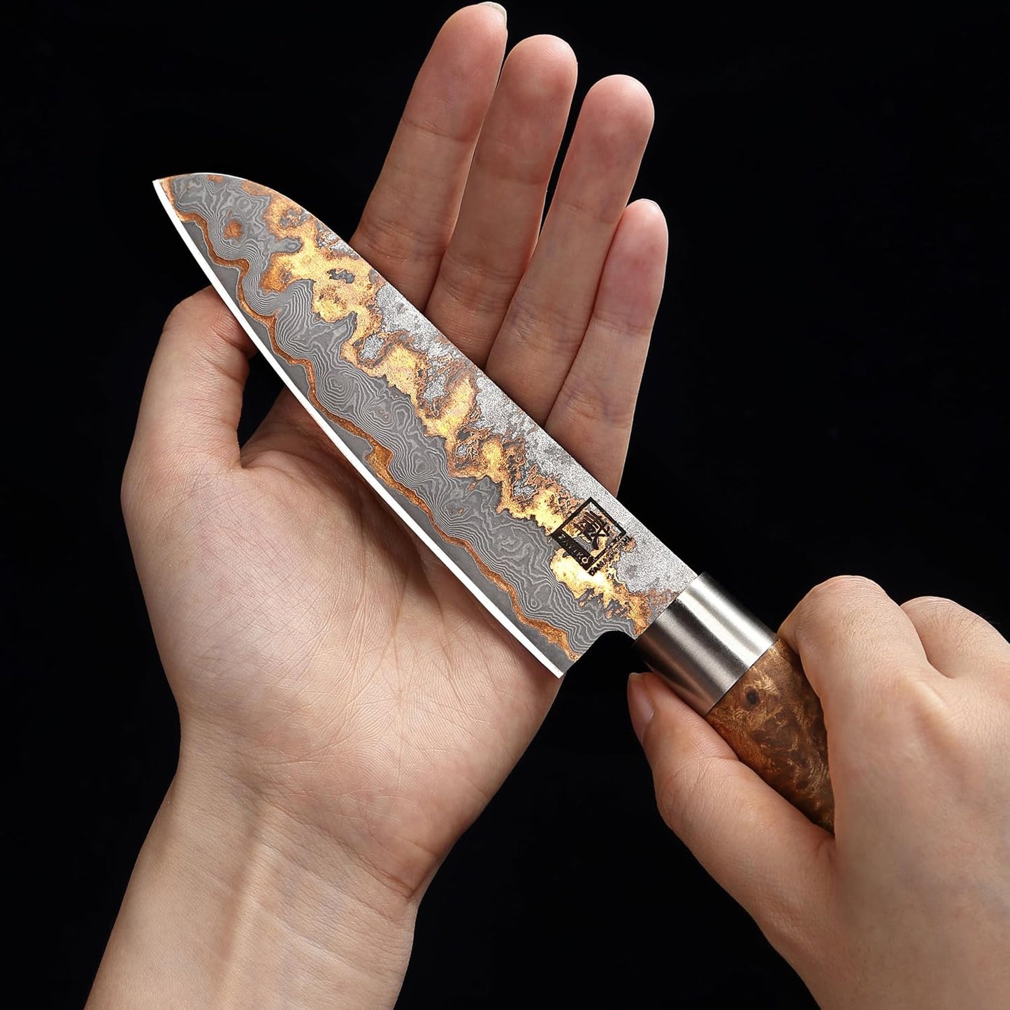 MysticMagma Damastmesser Santoku, Santoku (Klein)
