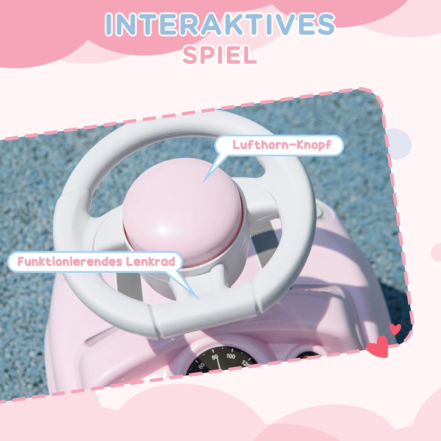 Rutschauto Kunststoff Rosa, Rosa