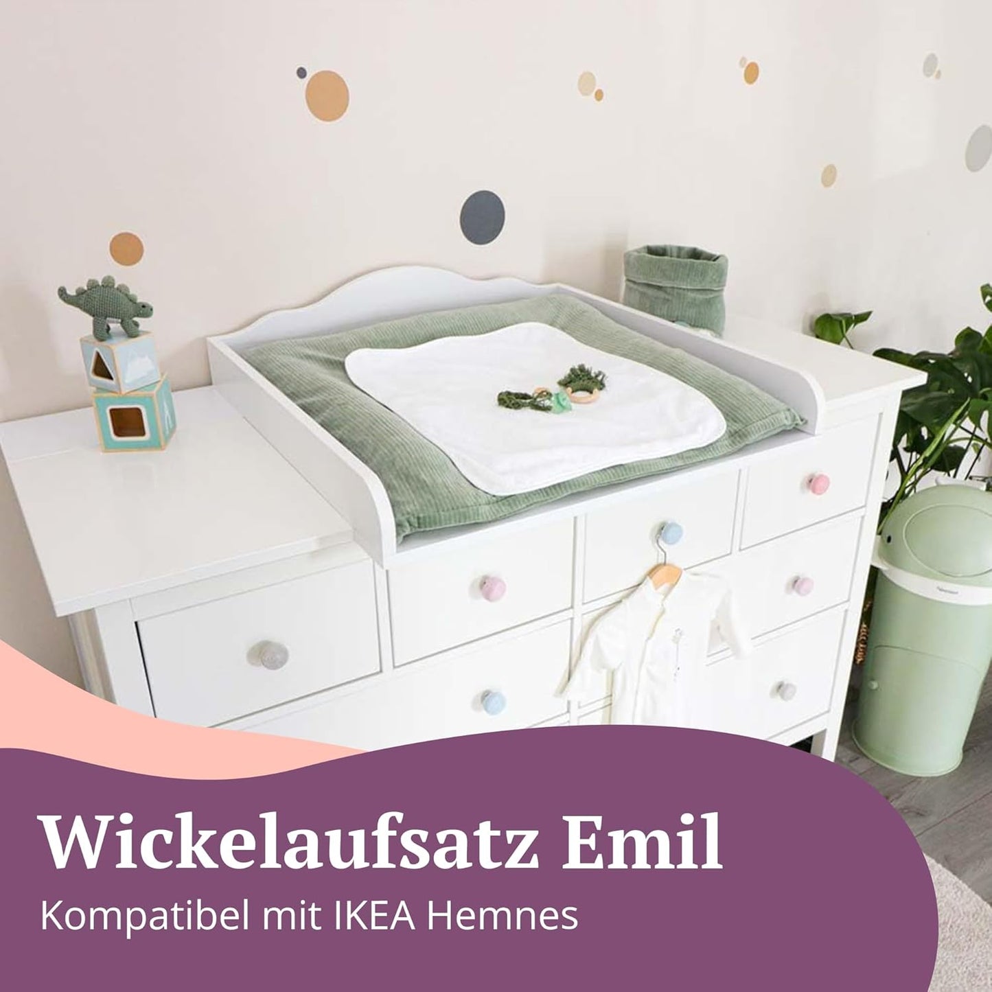 Wickelaufsatz Emil für Hemnes Kommoden, Wolke + Blende 160 cm