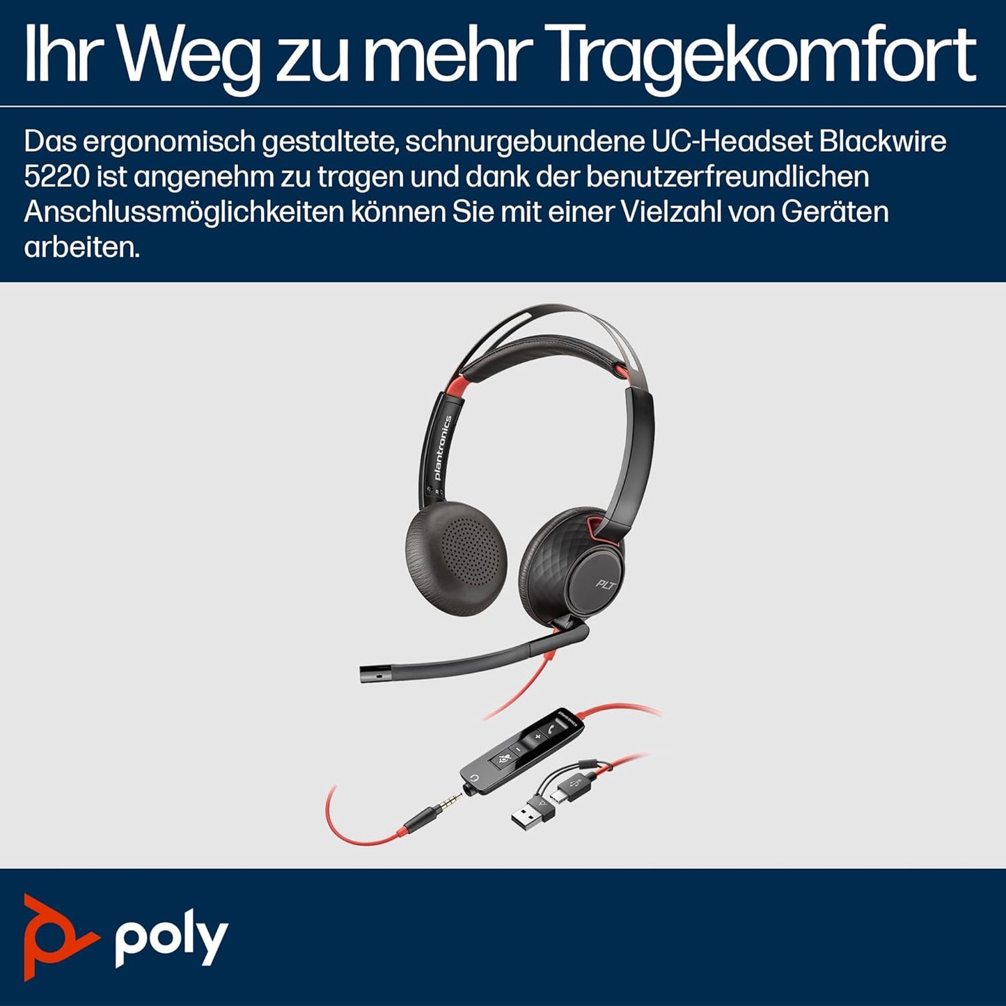 Blackwire 5220 Headset, Version 2024 (USB-C & USB-A)