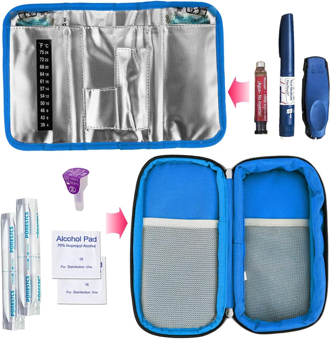 Insulin Kühltasche für Diabetiker mit Kühlakkus, 01 Y1-blau