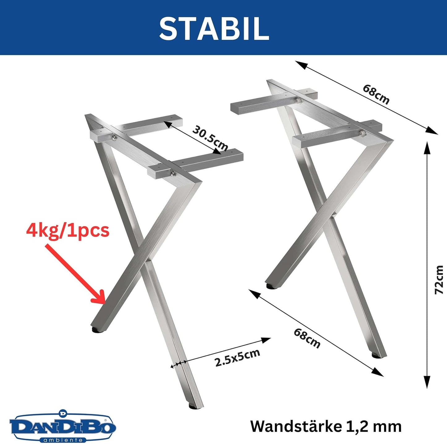 2er-Set höhenverstellbare Tischbeine