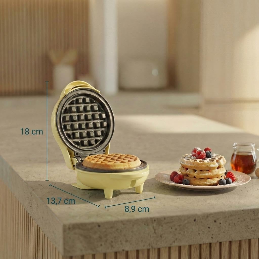 Mini-Waffeleisen im Retro-Design, Gelb