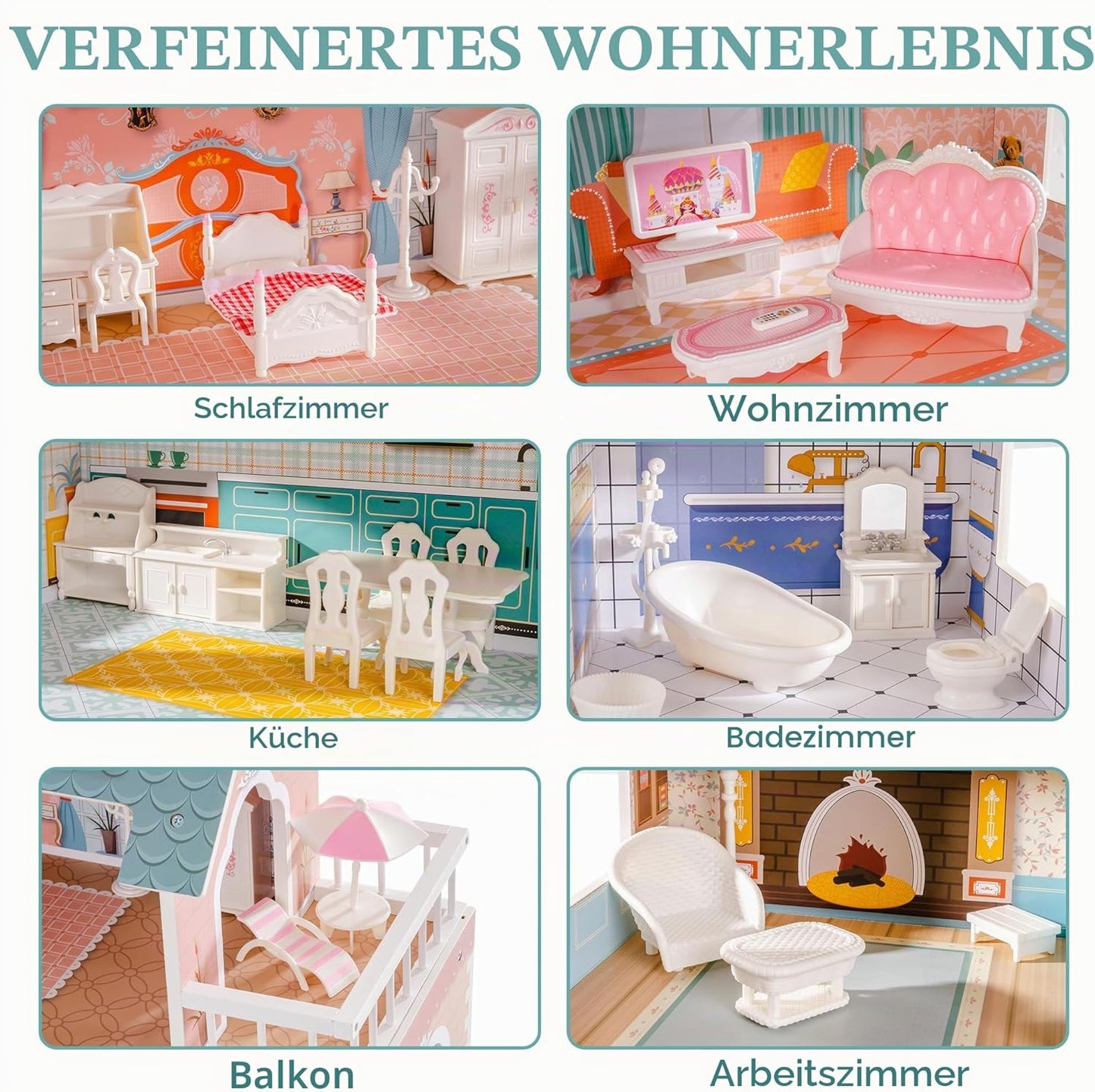 Puppenhaus mit Möbeln und Zubehör
