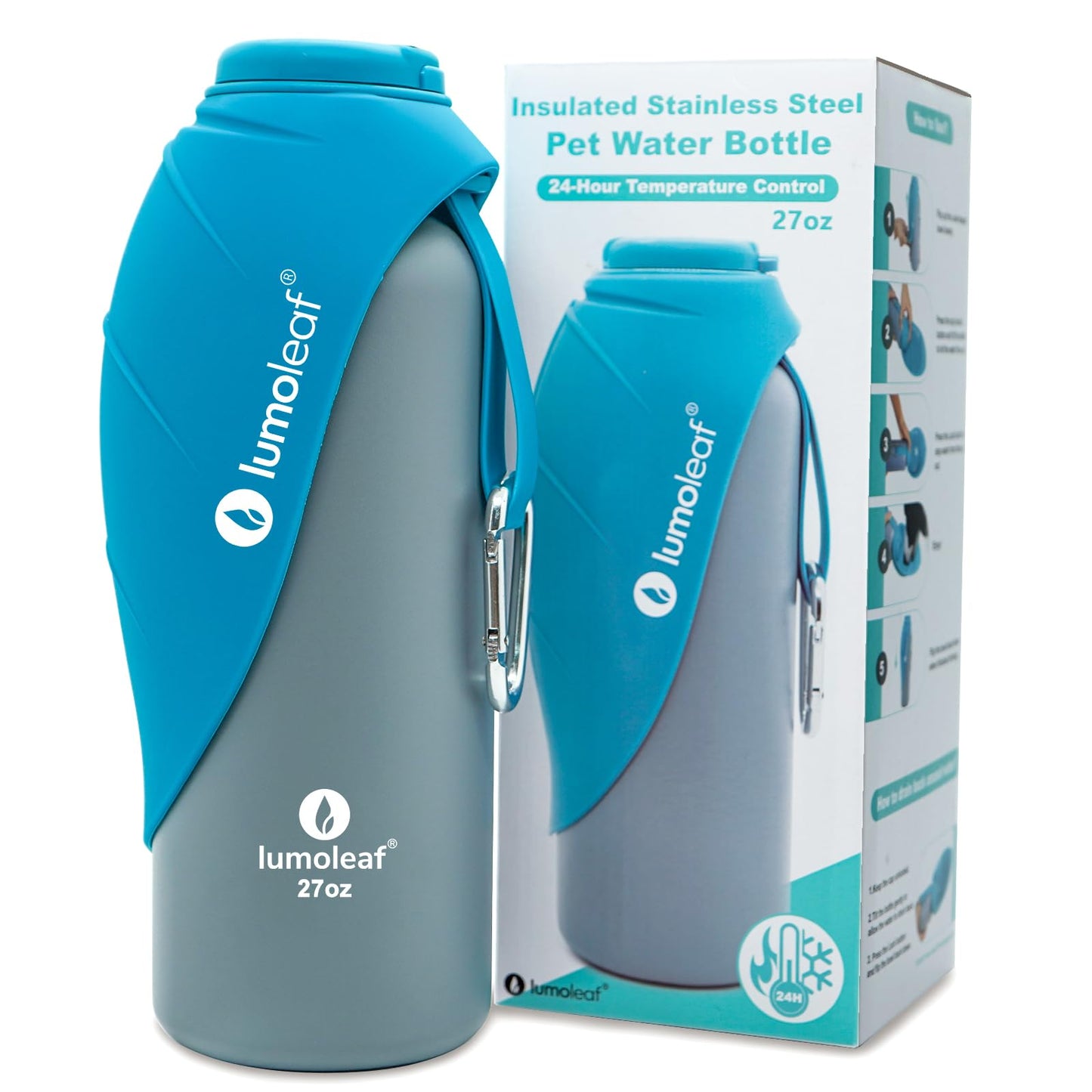 Isolierte Wasserflasche für Hunde, Bleu 800 ml