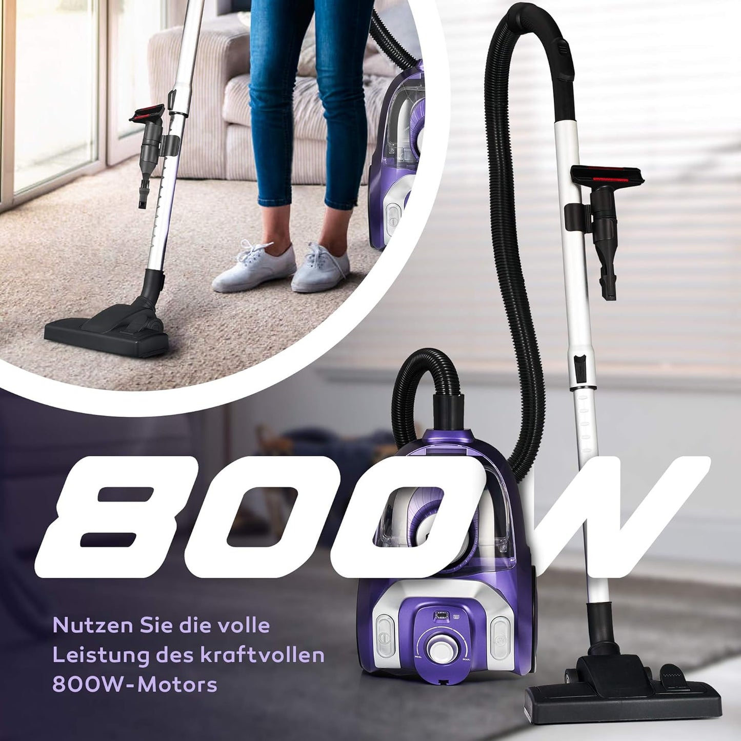 Orion X3 beutelloser Staubsauger mit Zyklon-Technologie, Lila