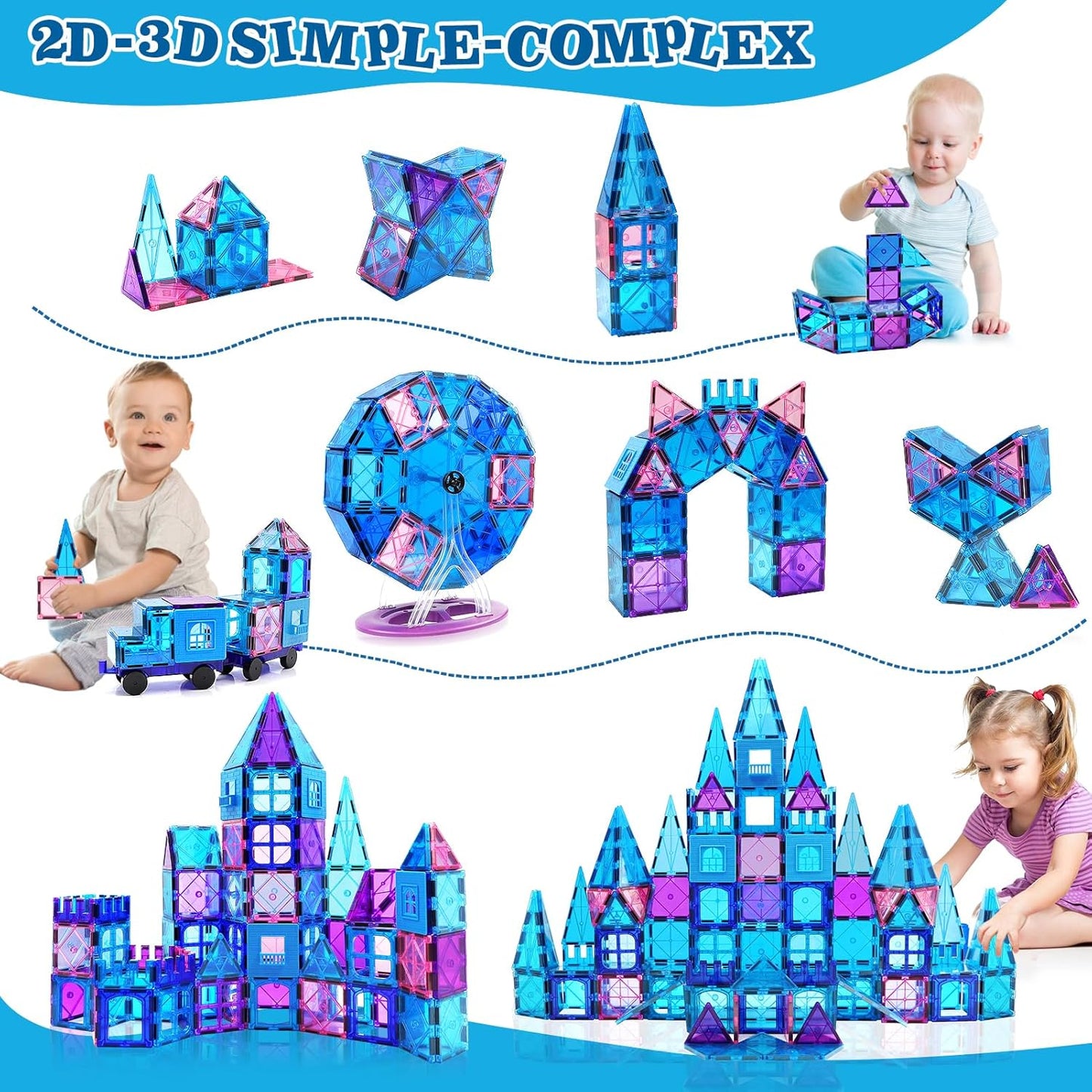 102-teiliges Magnetbausteine-Set, 102pcs Magnetische Bausteine