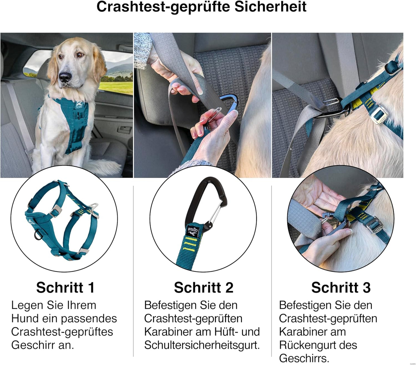 Tru-Fit Hundegeschirr mit Sicherheitsgurt für Auto, Tinte Blau S