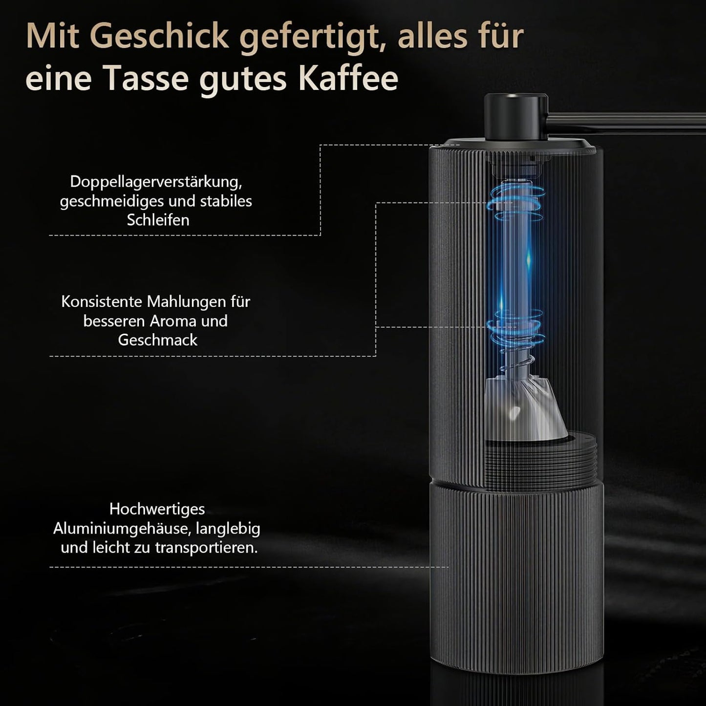 Manuelle Kaffeemühle mit 30 Mahlstufen