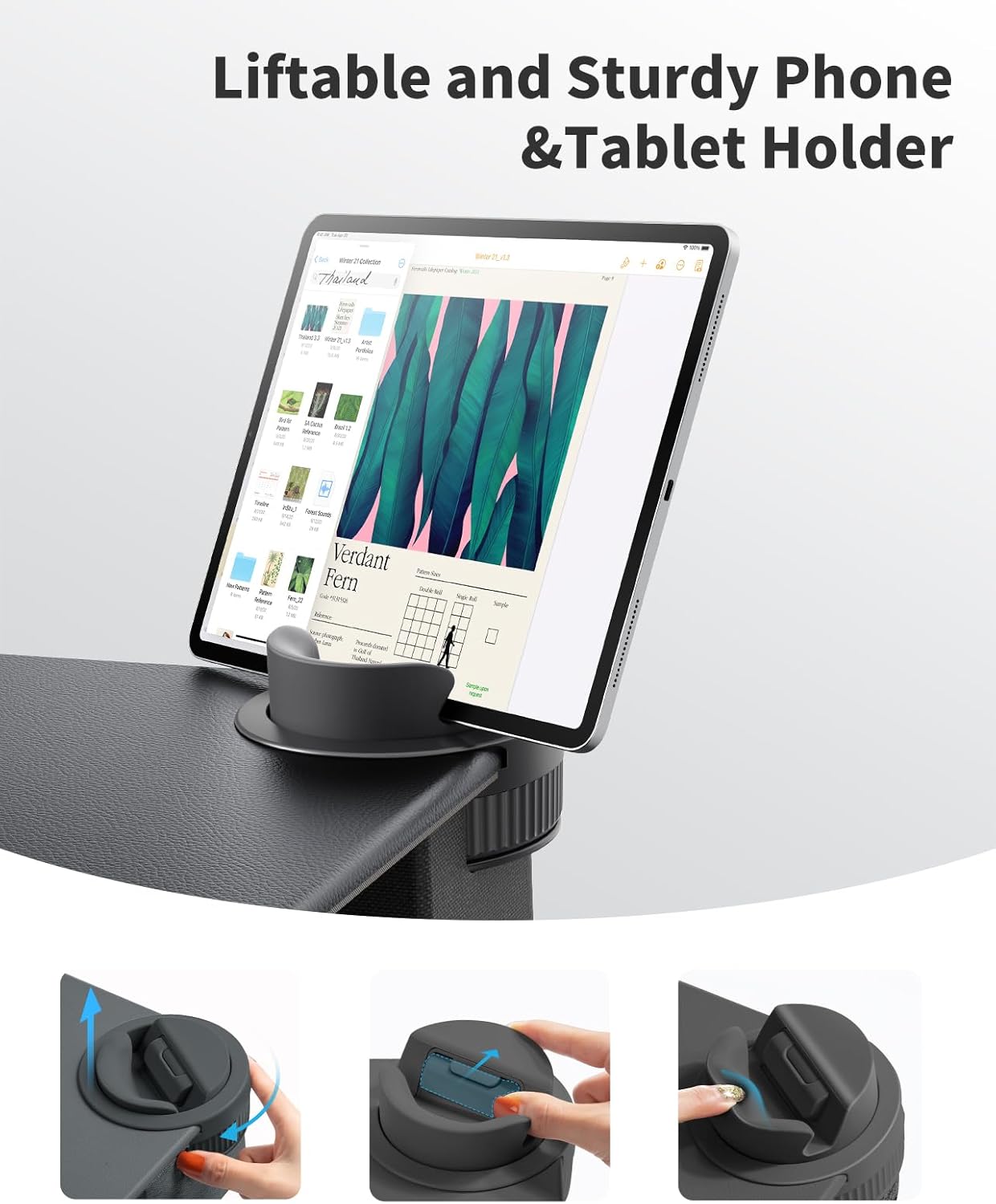 Laptopkissen mit Handgelenkauflage und Halterungen, Mit Tablet-Halterung Schwarz