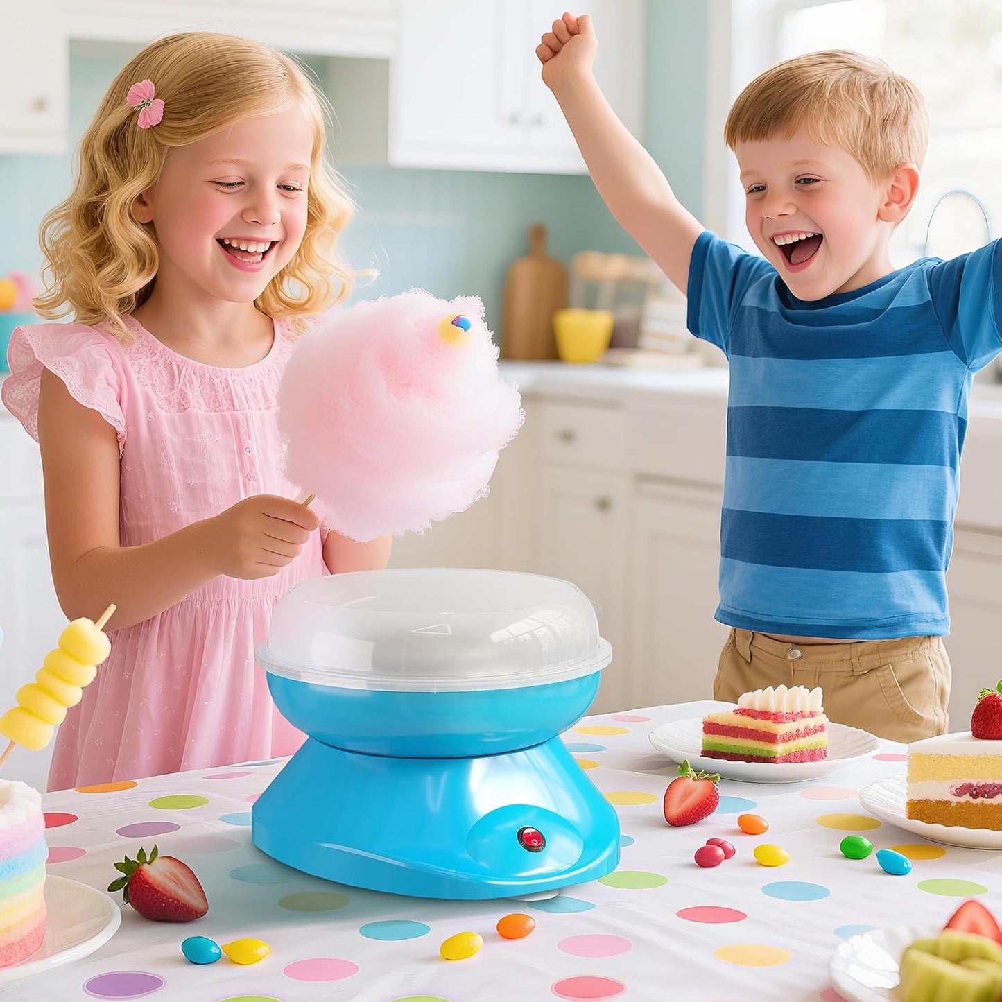 Zuckerwattemaschine mit Zubehör, Blau