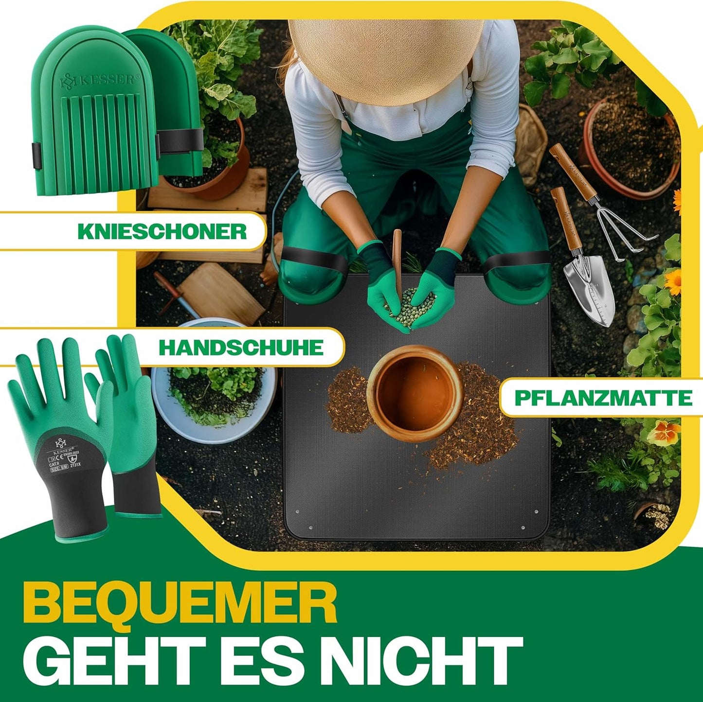 10-teiliges Gartenwerkzeug-Set mit ergonomischen Griffen, Grau / Anthrazit