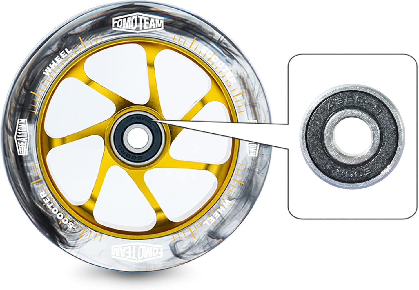 Pro Stunt-Scooter-Räder (2 Stück), Schwarzer PU-Goldkern