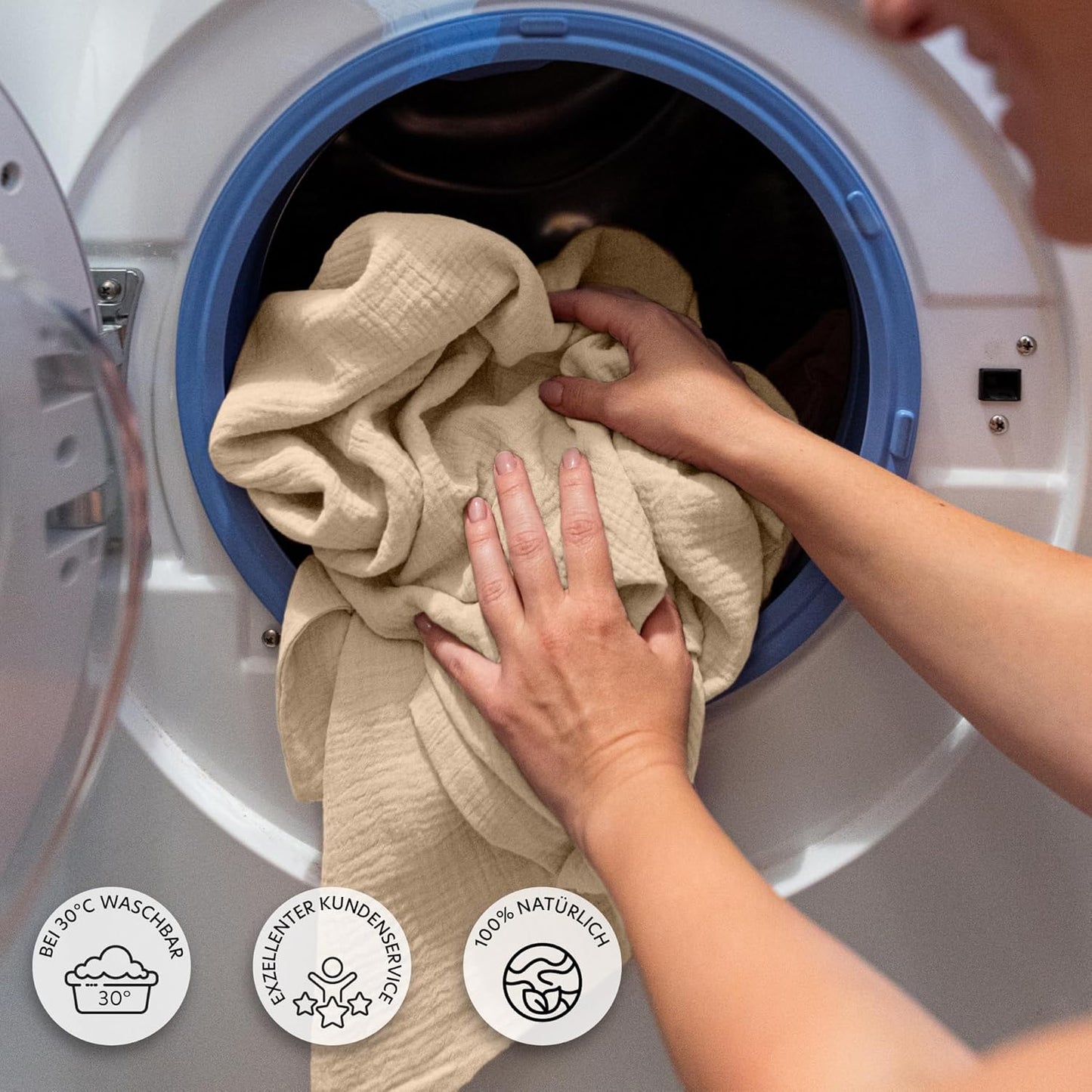 Betthimmel aus Baumwolle Musselin für Babybetten, Creme ohne Himmelstange