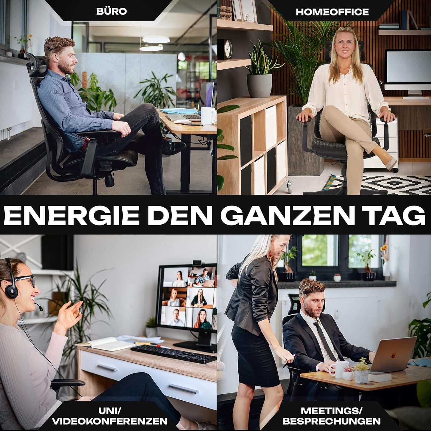 Ergonomischer Bürostuhl M5 mit Mesh-Sitz, M5 Mesh-sitz (Schwarz)