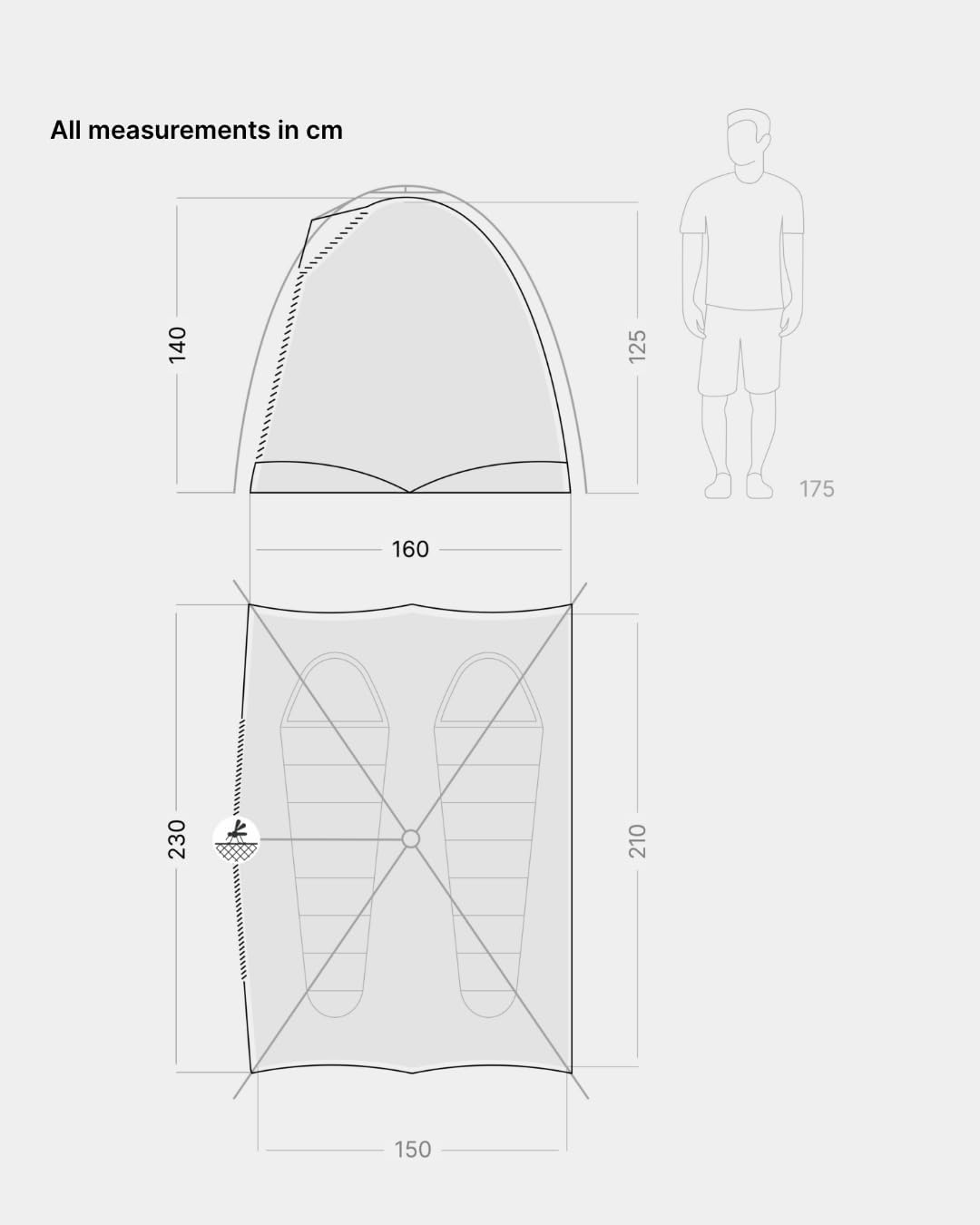 Sekundenzelt für zwei Personen mit Schnellaufbau-System, Dark Series