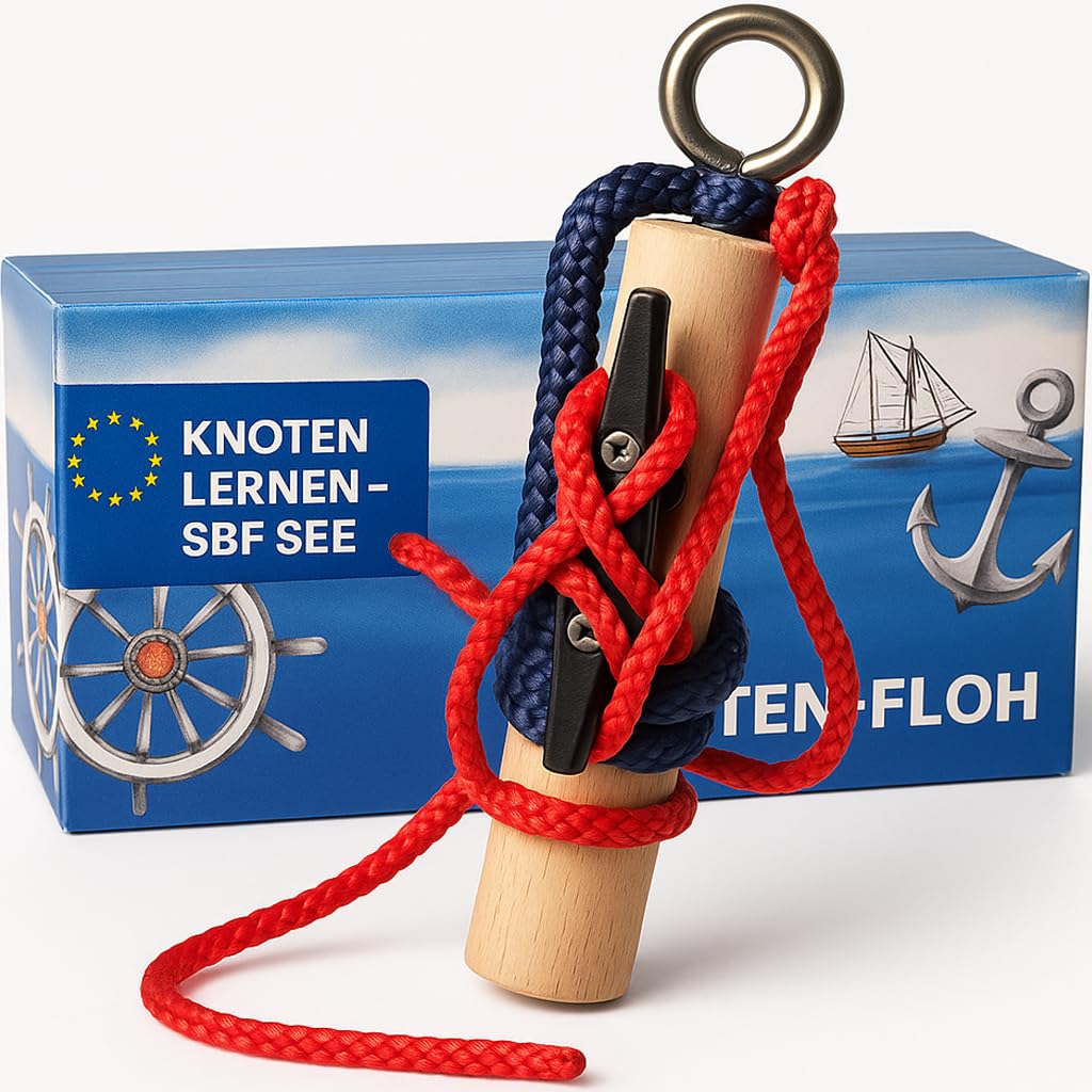 Knoten Übungsset für Bootsführerschein & Feuerwehr, Navyblau/Rot