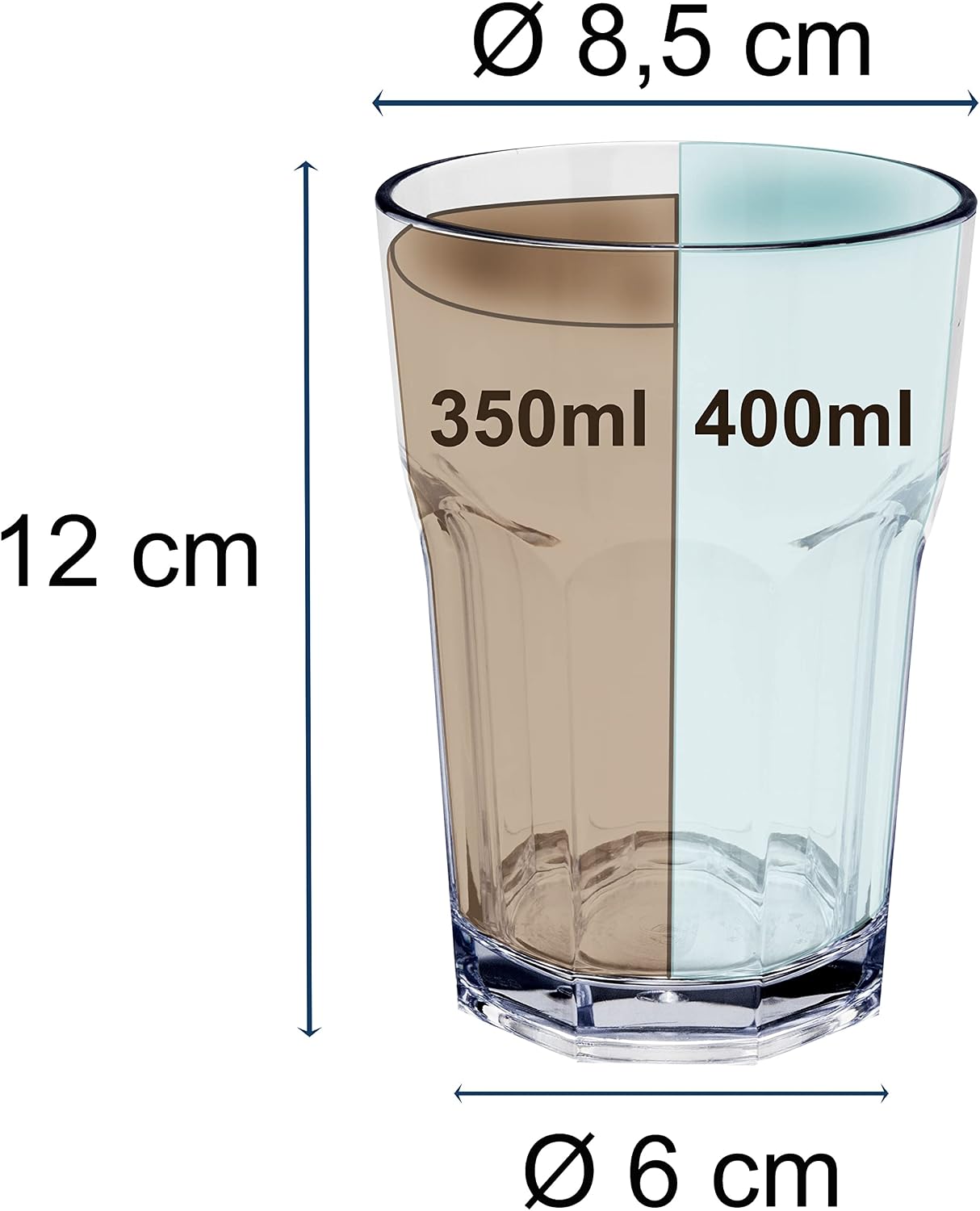 16-teiliges Geschirrset Jesolo Sandfür 4 Personen, 16 Teile - Trinkglas 400ml braun