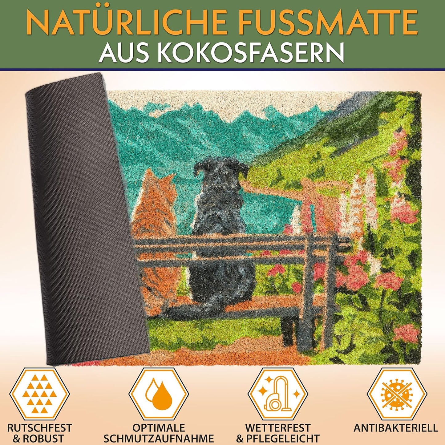 Antirutsch Fussmatte, Hund und Katze auf Bank