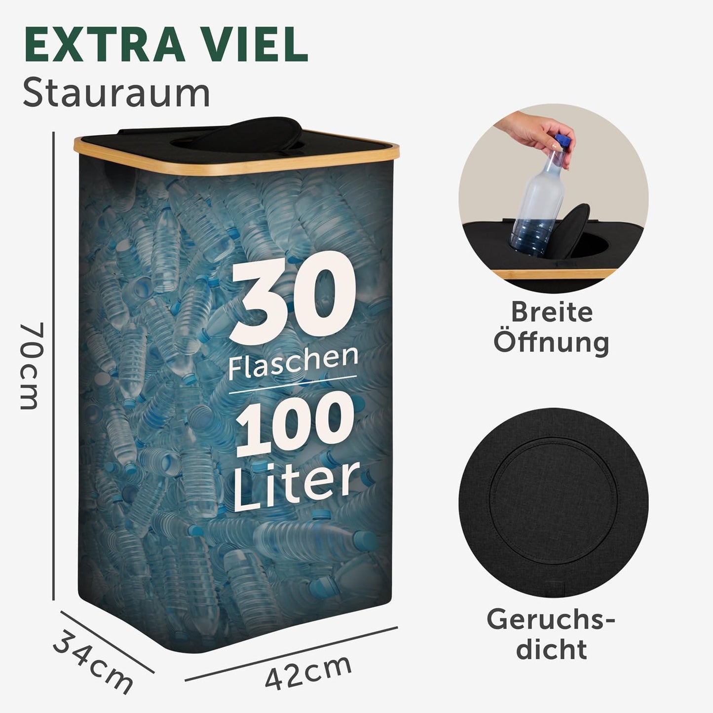 Pfandflaschen Organizer mit Tasche, Schwarz Pfandflaschensammler - 100L