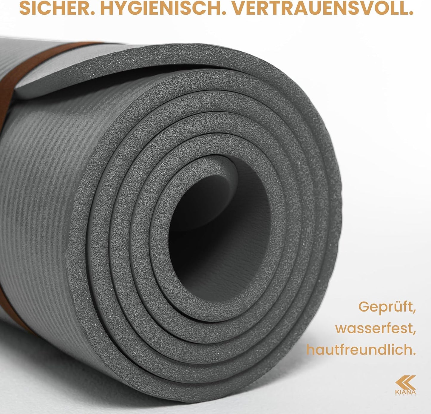 Rutschfeste Yoga- und Sportmatte für Training, Dick (1,5 cm) Grau