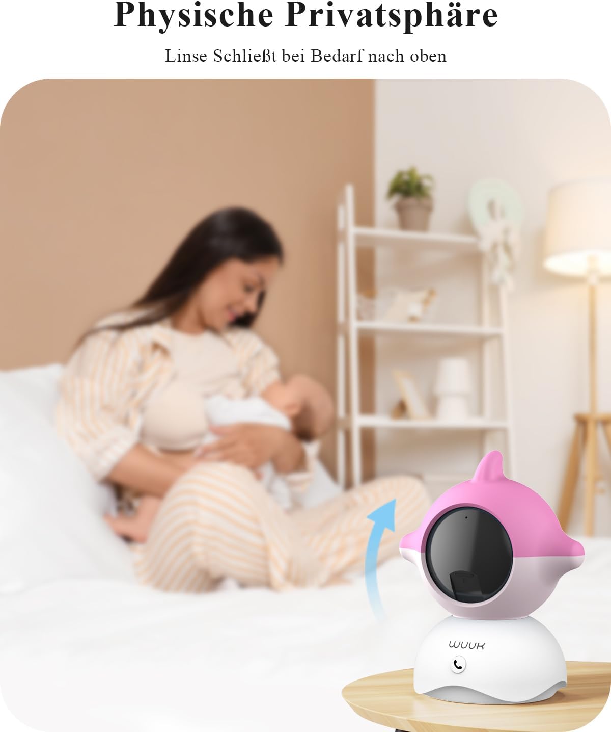 2K Babyphone-Set mit 360° PTZ Monitor und 2 Kameras, Rosa und Blau-2 Packung