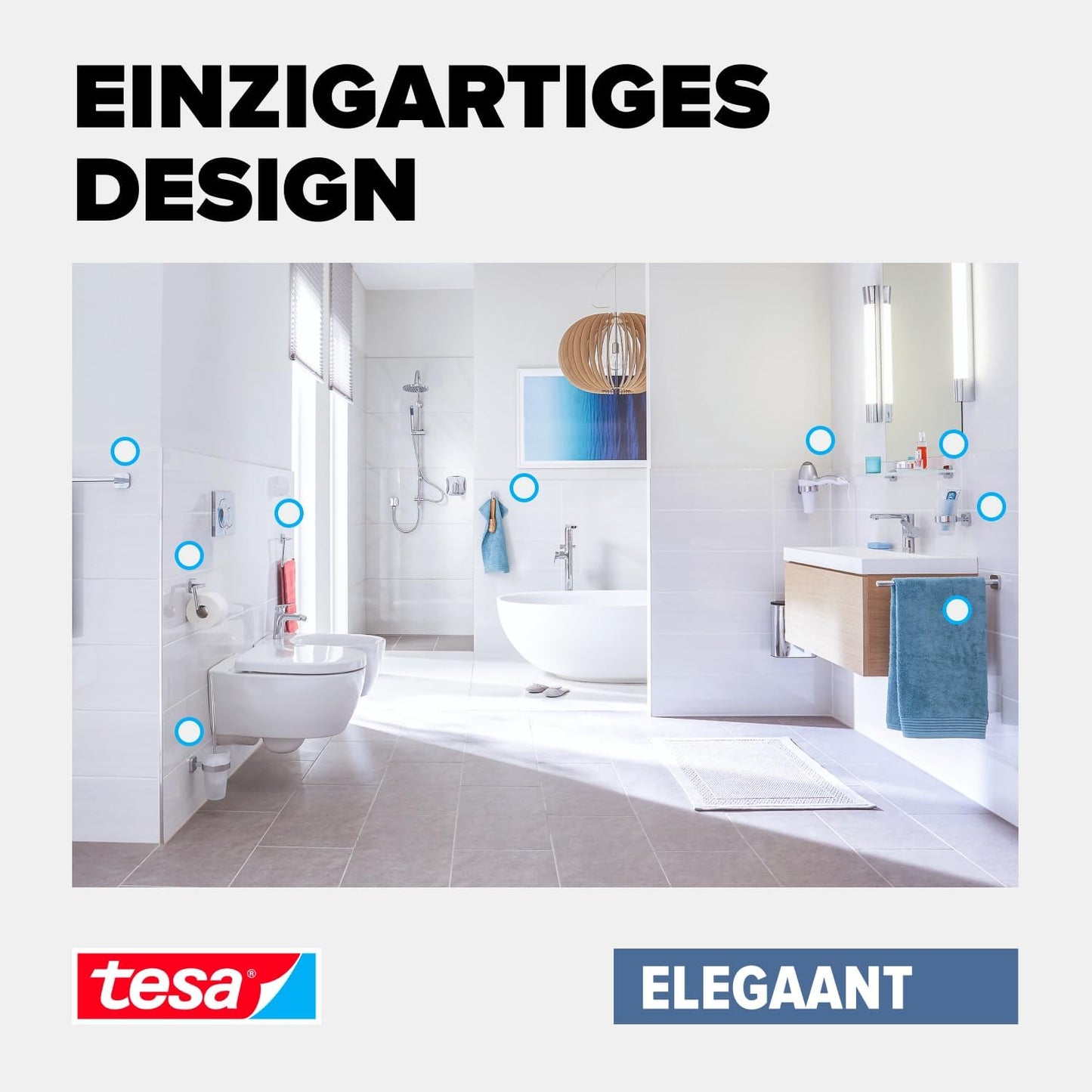 ELEGAANT Handtuchstange einfach inkl. Klebelösung ohne Bohren, Handtuchstange
