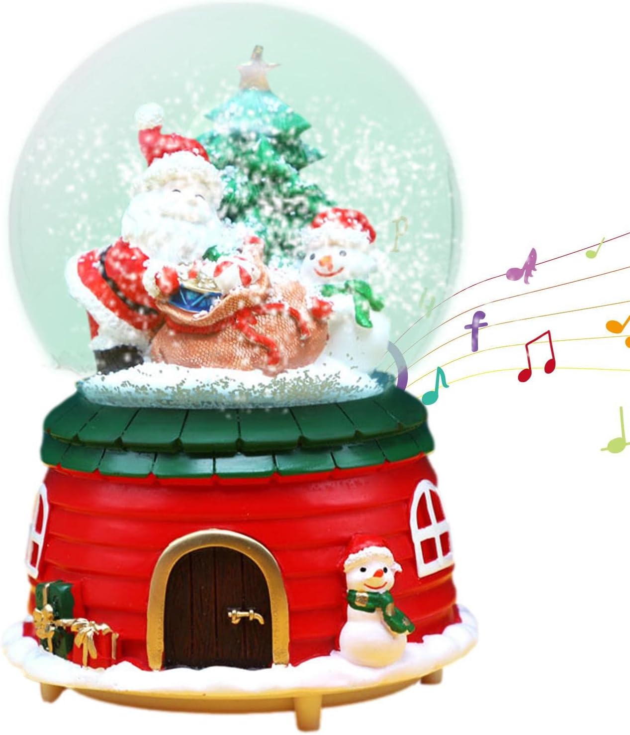 Schneekugel mit Spieluhr und Farbwechsel-Effekten, 2022 Christmas Music Box A