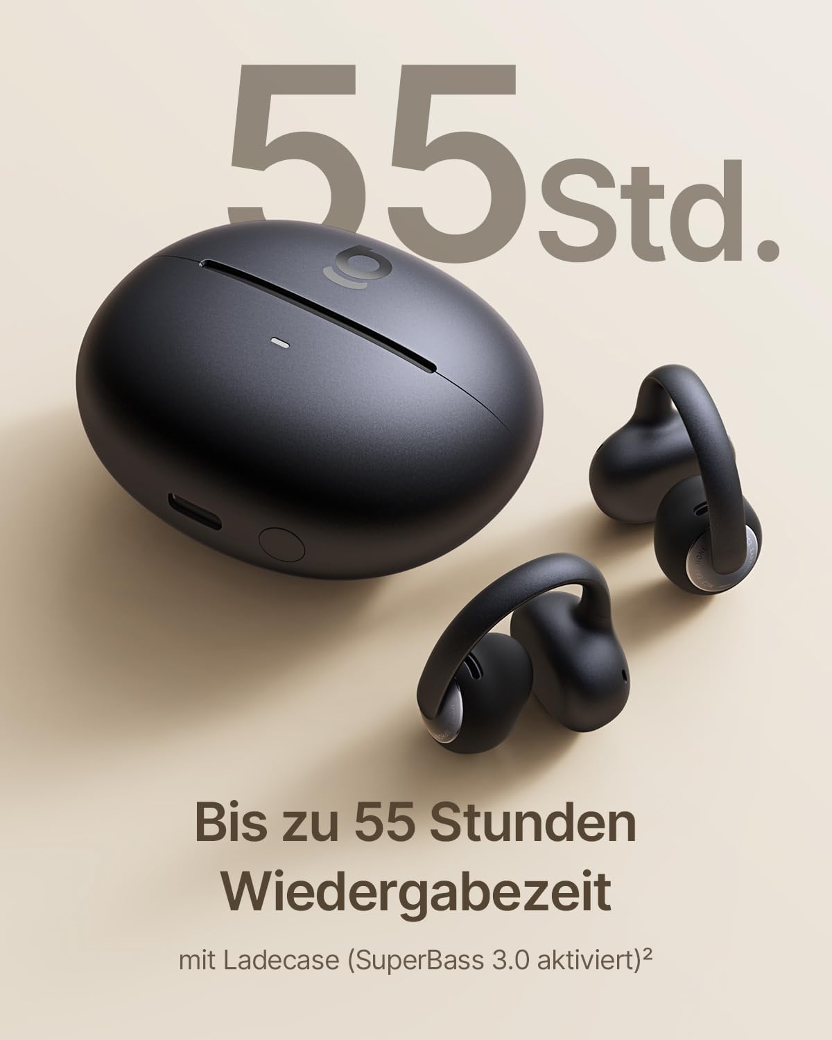 Bowie MC2 Open Ear Kopfhörer, Schwarz