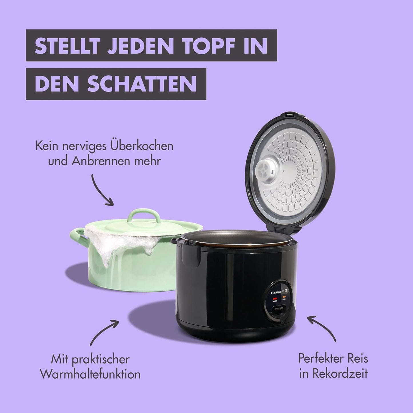 Reiskocher & Dampfgarer Starterset, Schwarz, Starter Set 1,2L