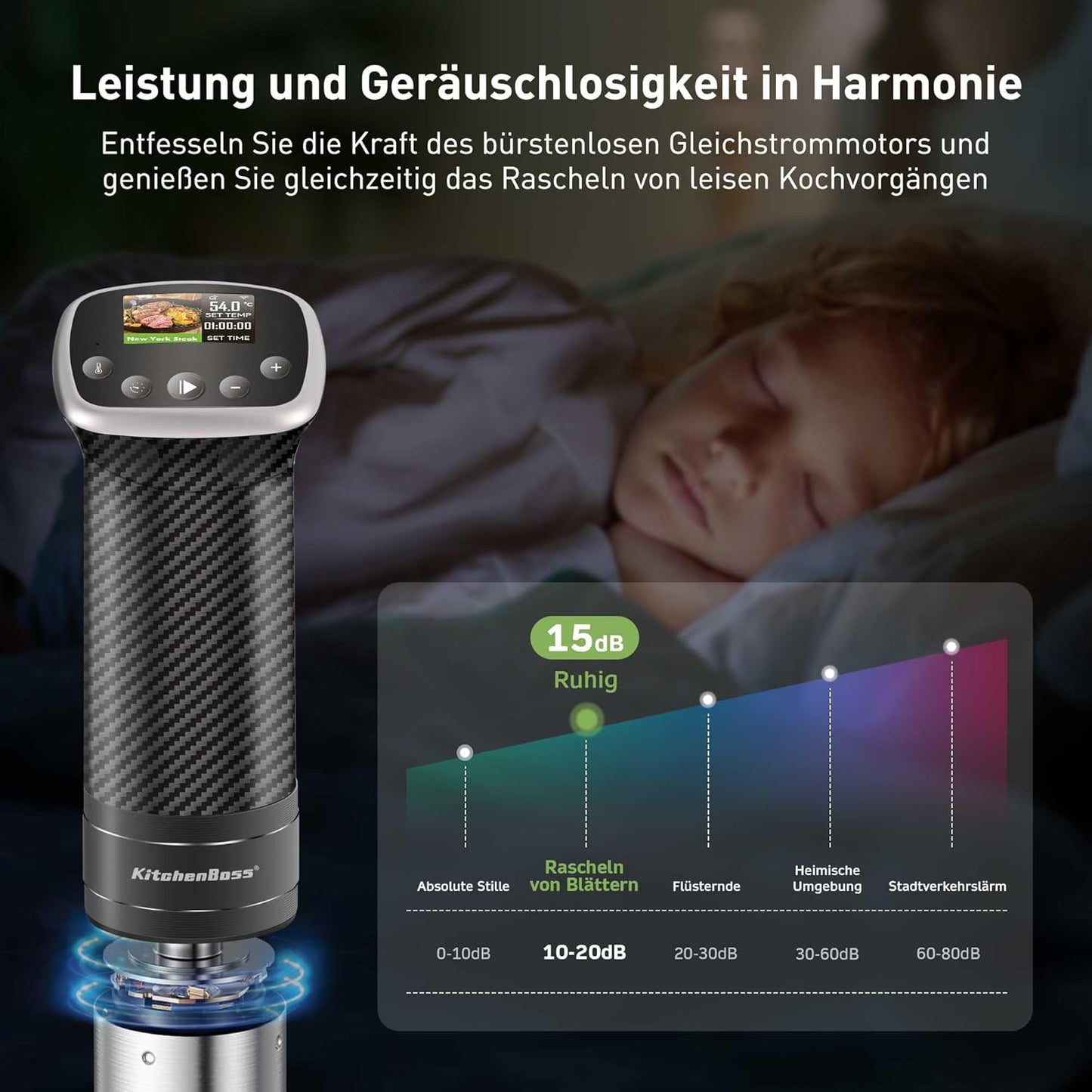 Sous Vide Stick mit App-Steuerung und IPX7 Schutz, Carbon Fiber Schwarz