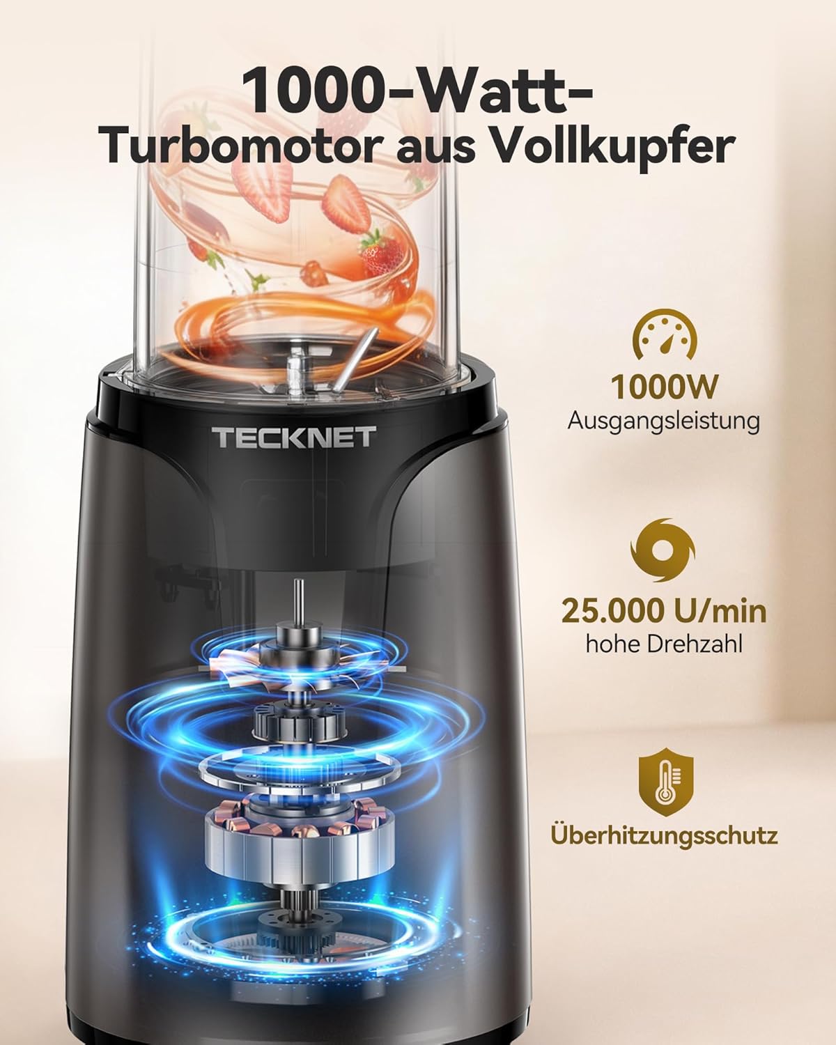 Standmixer, Grau 1000W