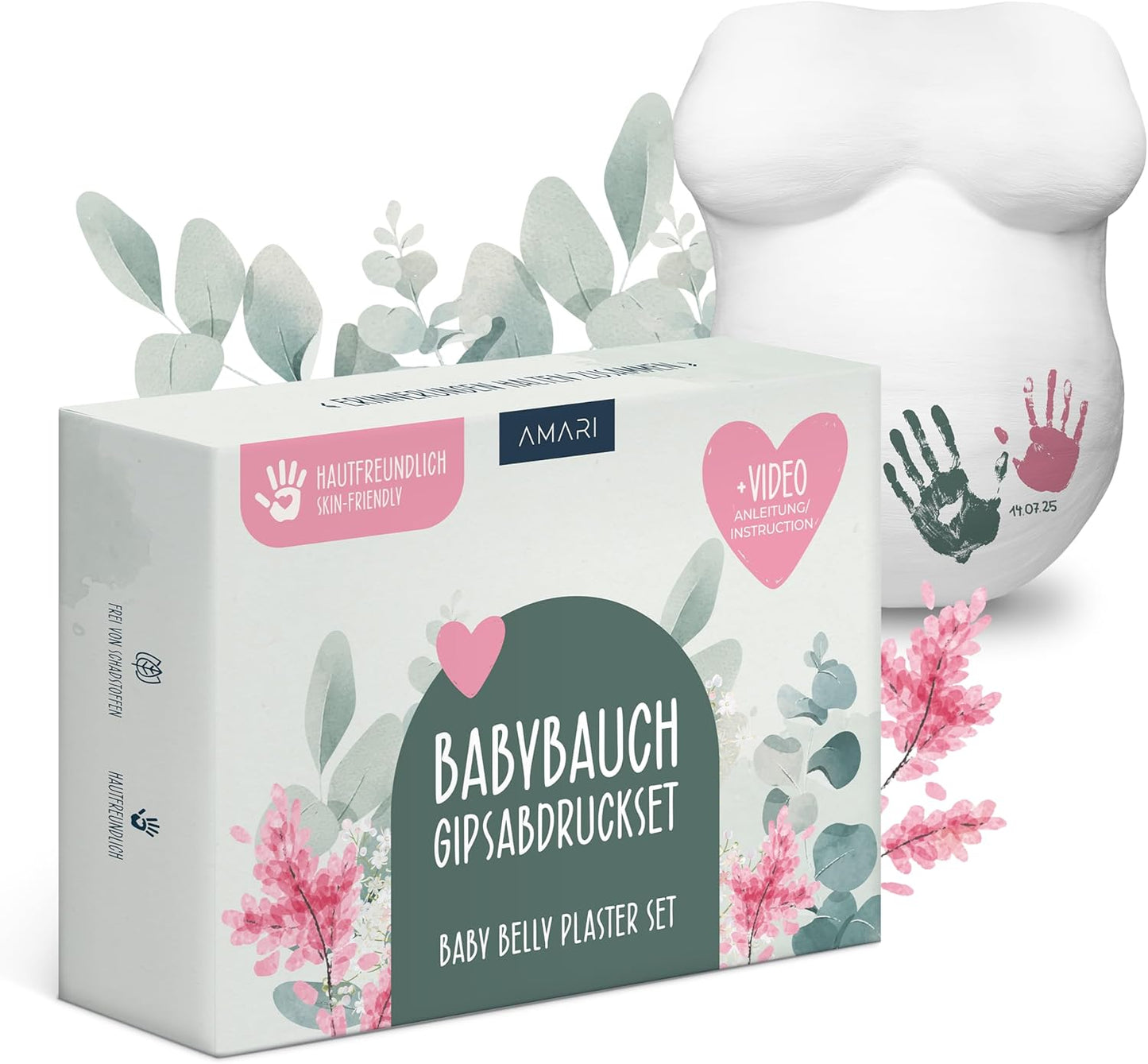 Babybauch Gipsabdruckset, Eukalyptus