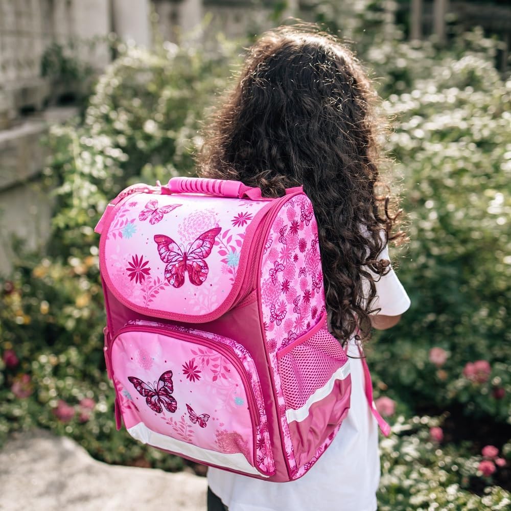 Schulranzen Butterfly, 10-teilig mit Schultüte