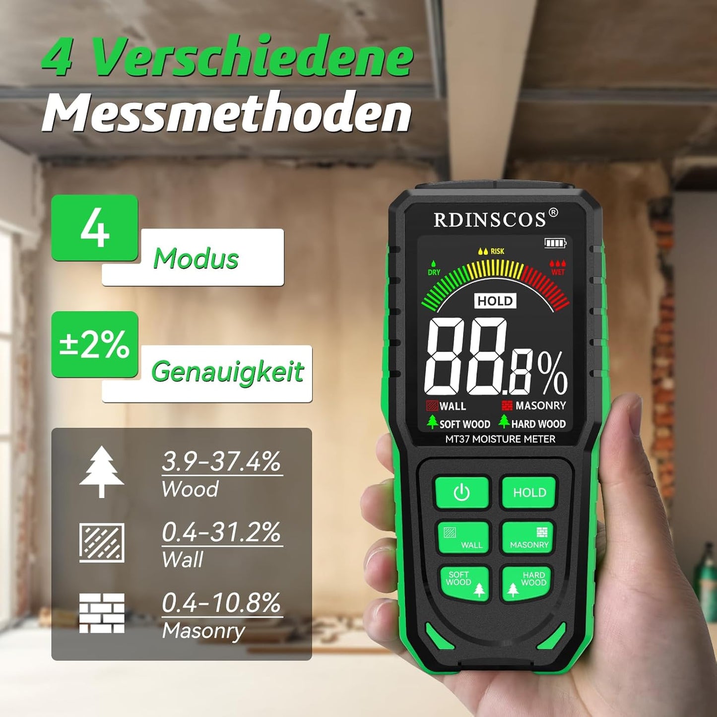 Feuchtigkeitsmessgerät für Wände MT37