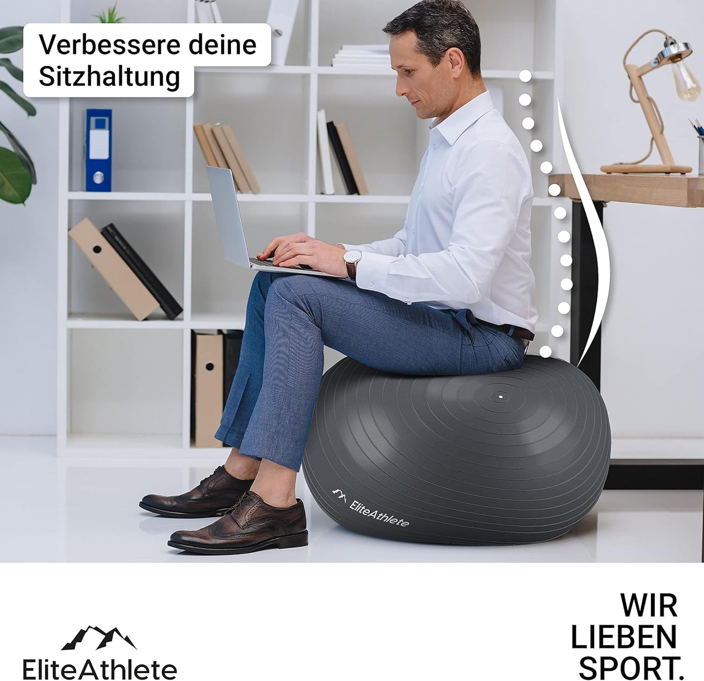 Ergonomischer Gymnastikball für Fitness und Schwangerschaft, Ultimate Grey 85cm