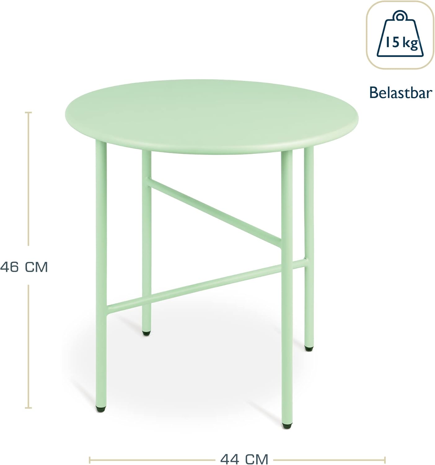 Runder Beistelltisch, Tischplatte: Ø 44cm - Höhe: 46cm Mint