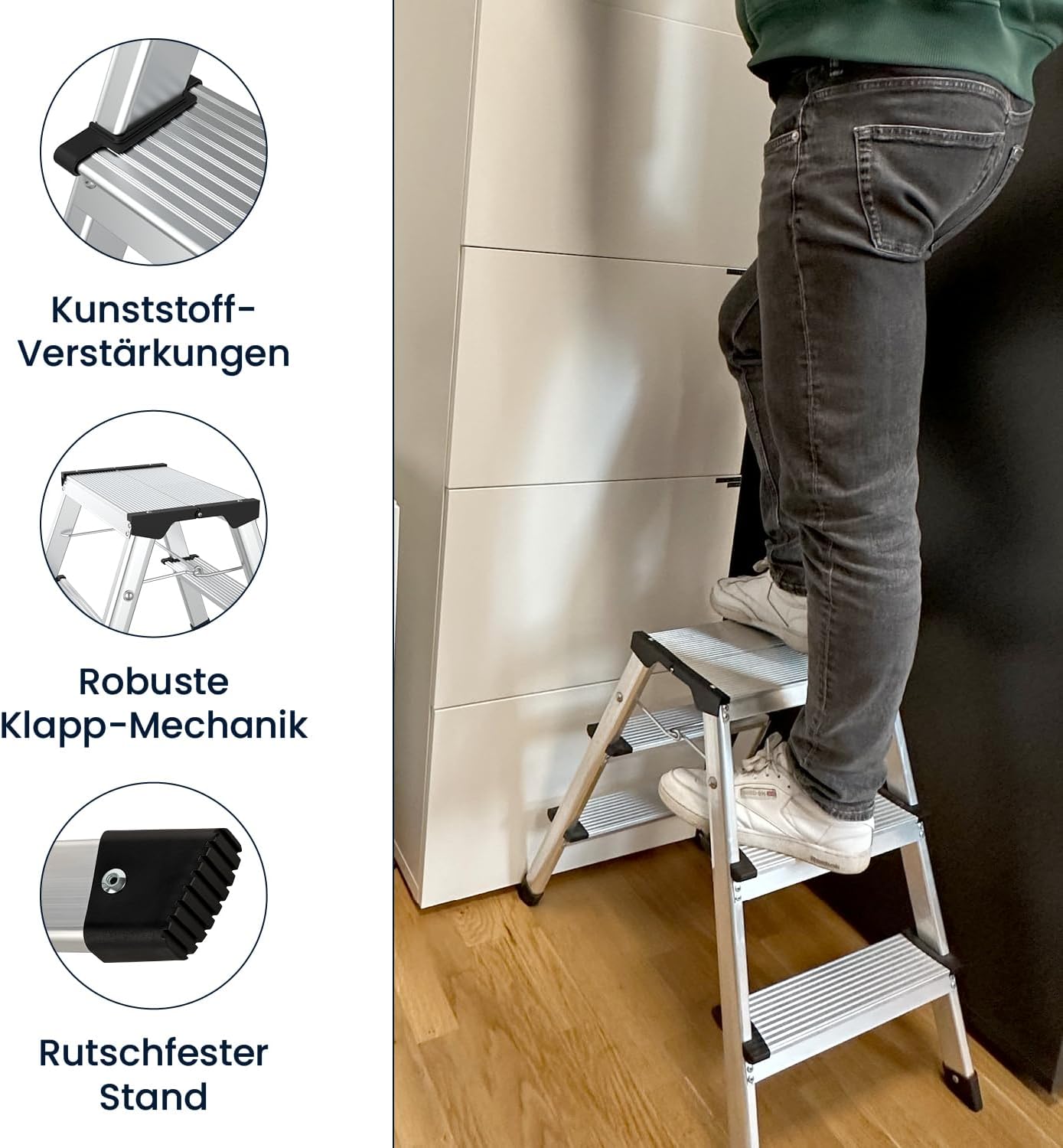 Aluminium Tritt Hocker, 2 x 2 Stufen